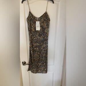 NWT Joie Camo Silversand Sequin Dress